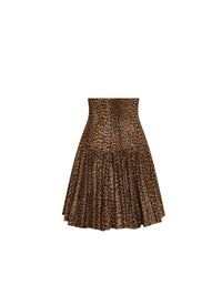Leather cheetah print skirt - Brown