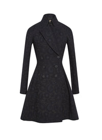 Manteau à broderie couture en laine - Nuit