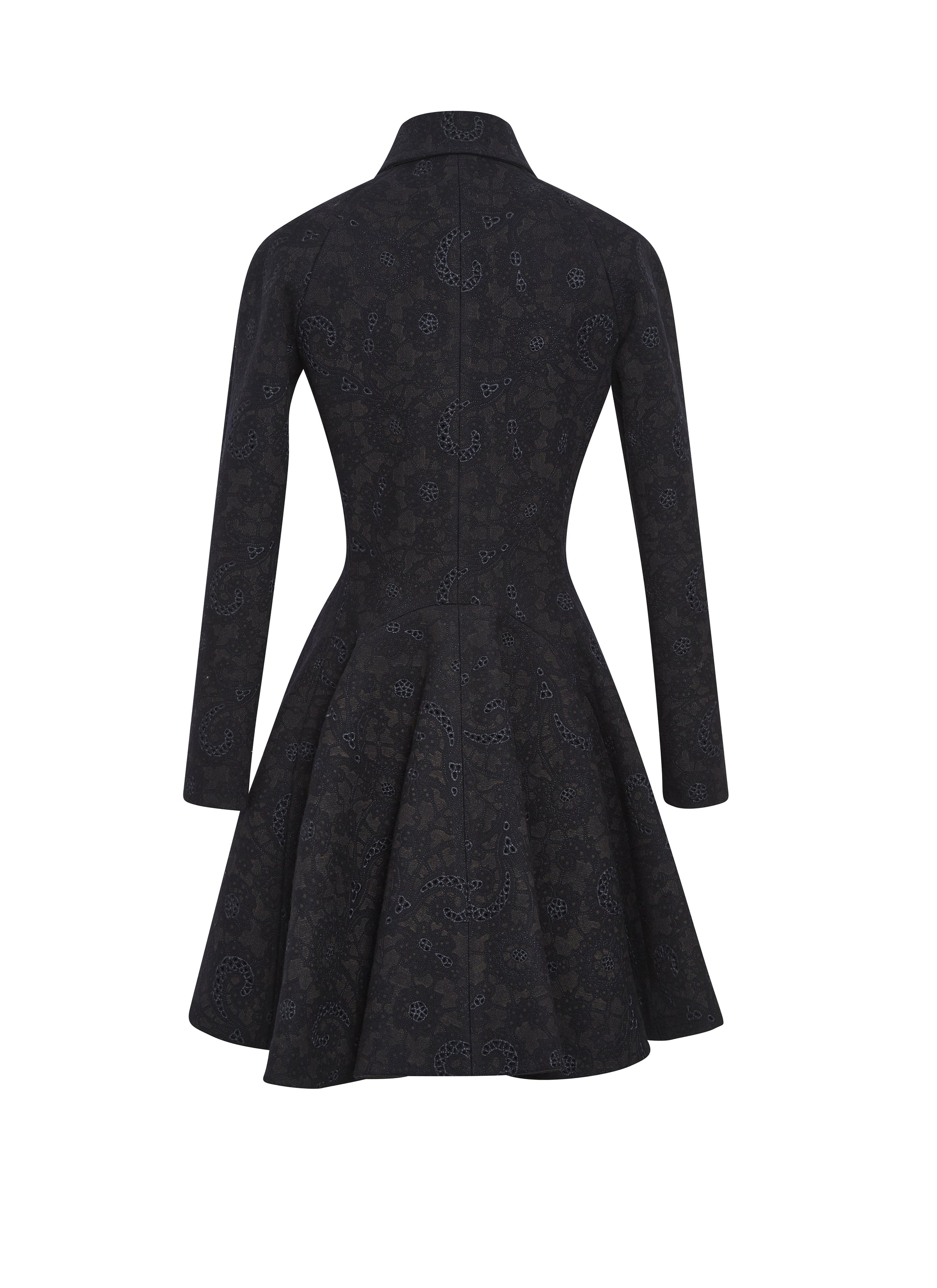 Manteau à broderie couture en laine - Nuit