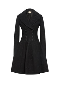 Long-sleeved wool coat - Black
