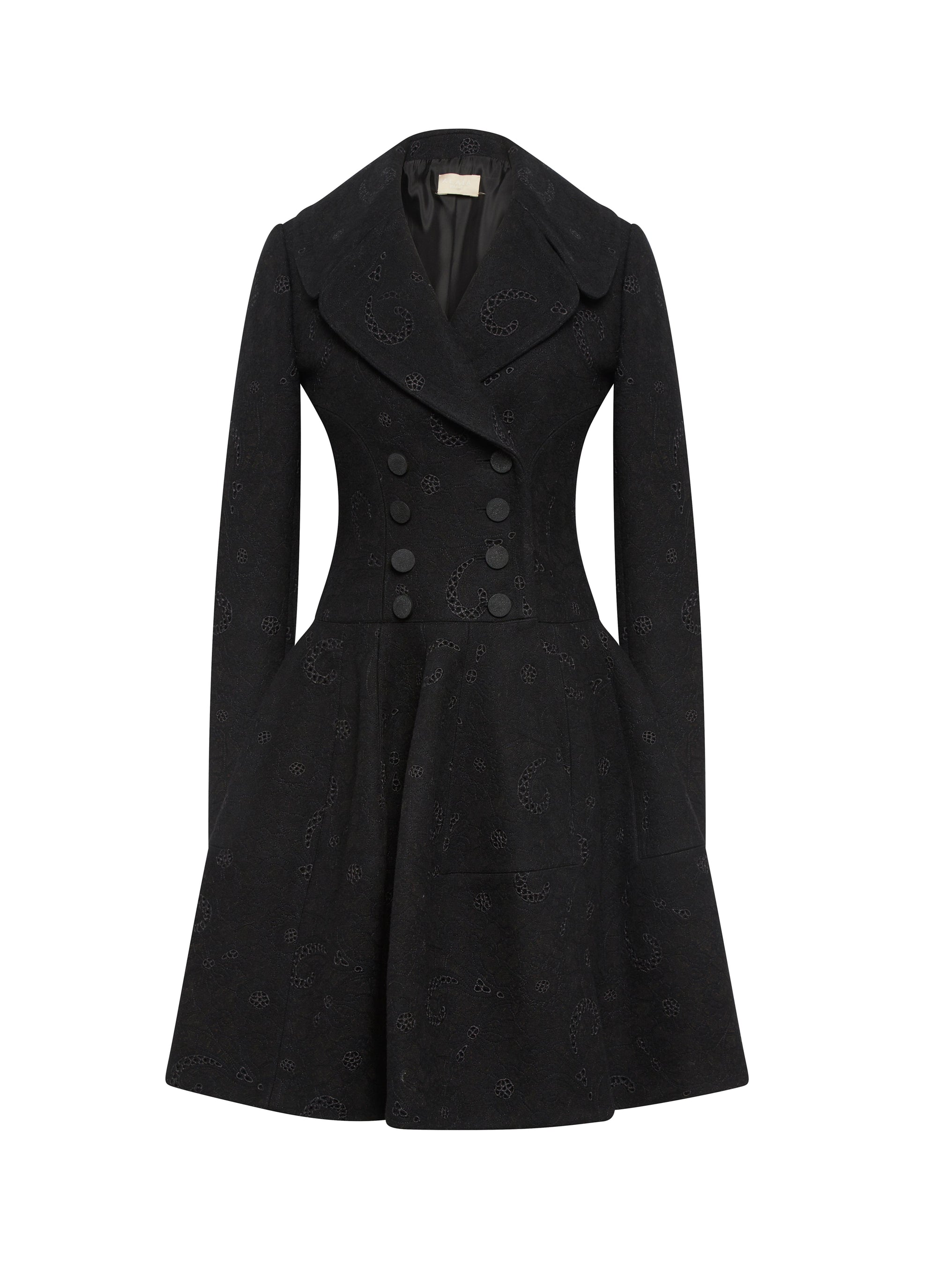 Long-sleeved wool coat - Black