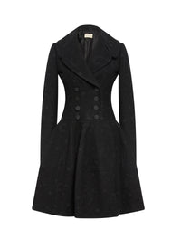Long-sleeved coat in wool - Black intense