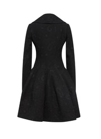 Long-sleeved coat in wool - Black intense