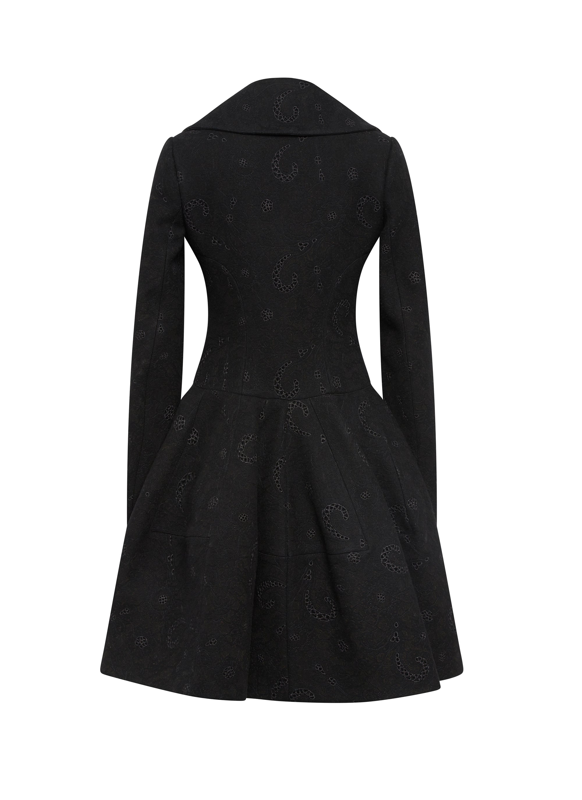 Long-sleeved coat in wool - Black intense