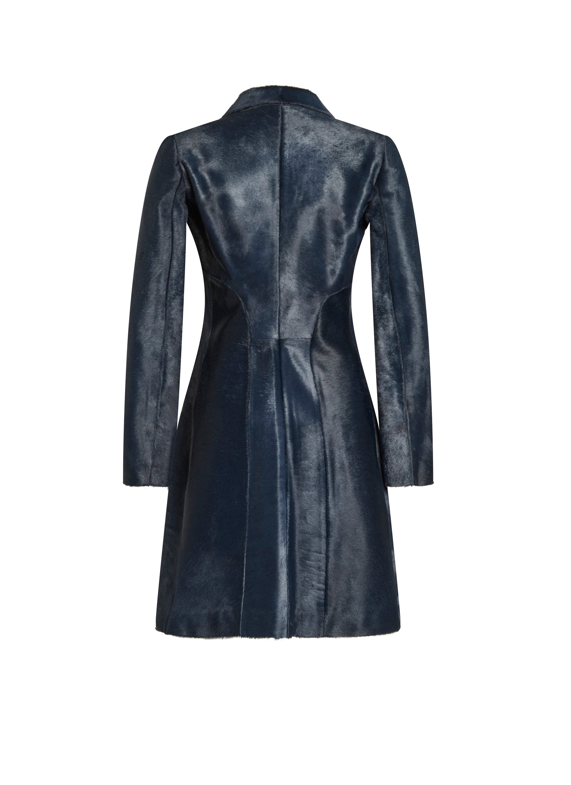 Mid-length leather coat - Dark navy