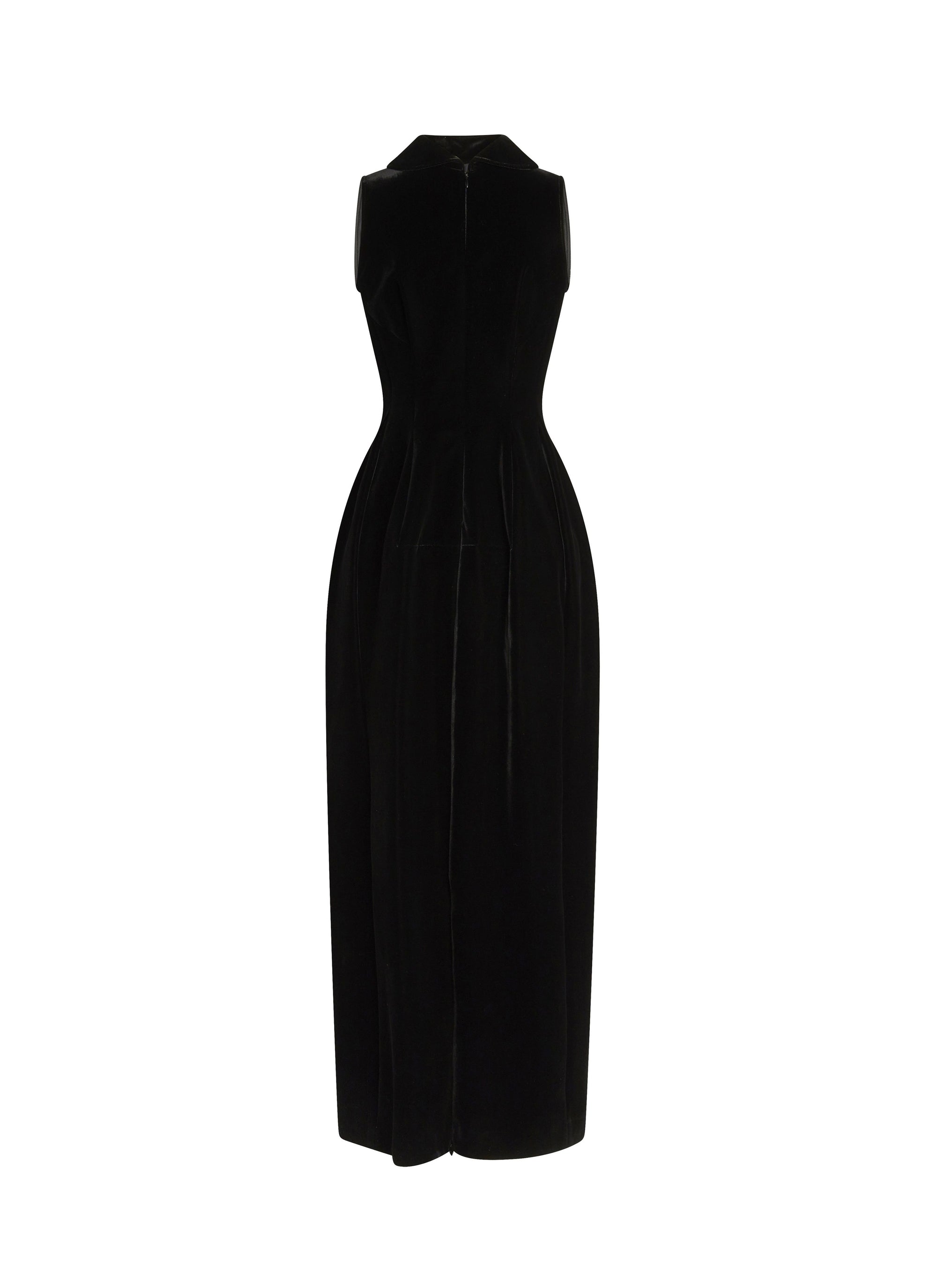 Sleeveless velvet maxi dress - Black