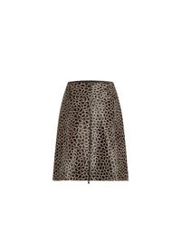 Short skirt in two-tone printed leather - Black & White
