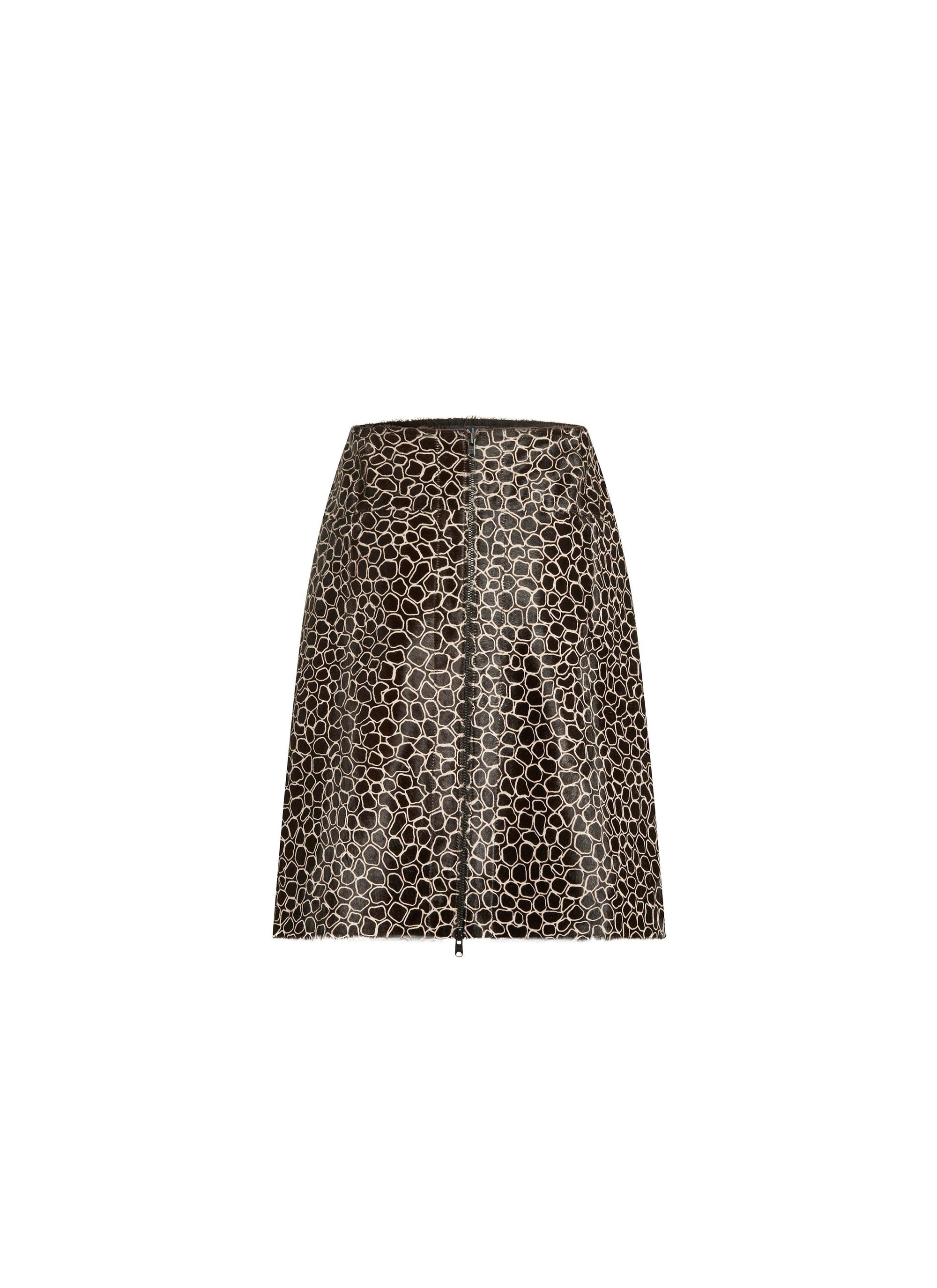 Short skirt in two-tone printed leather - Black & White