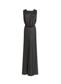 Waisted silk blend maxi dress - Black & Silver