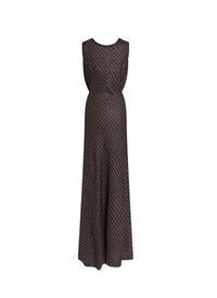 Waisted silk blend maxi dress - Black & Silver