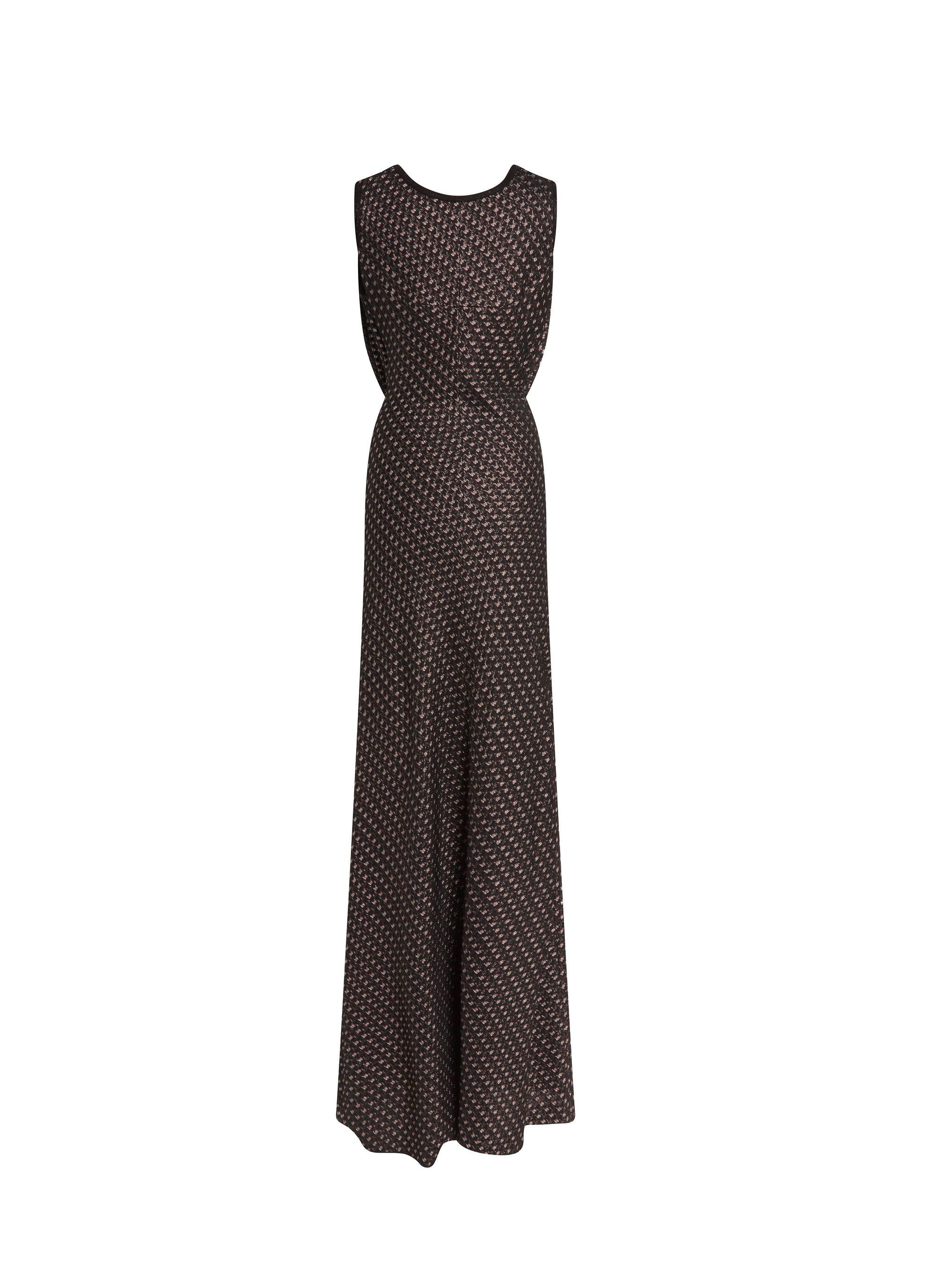 Waisted silk blend maxi dress - Black & Silver