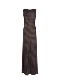 Robe longue cintrée à la taille en soie mélangée - Noir & Cuivre