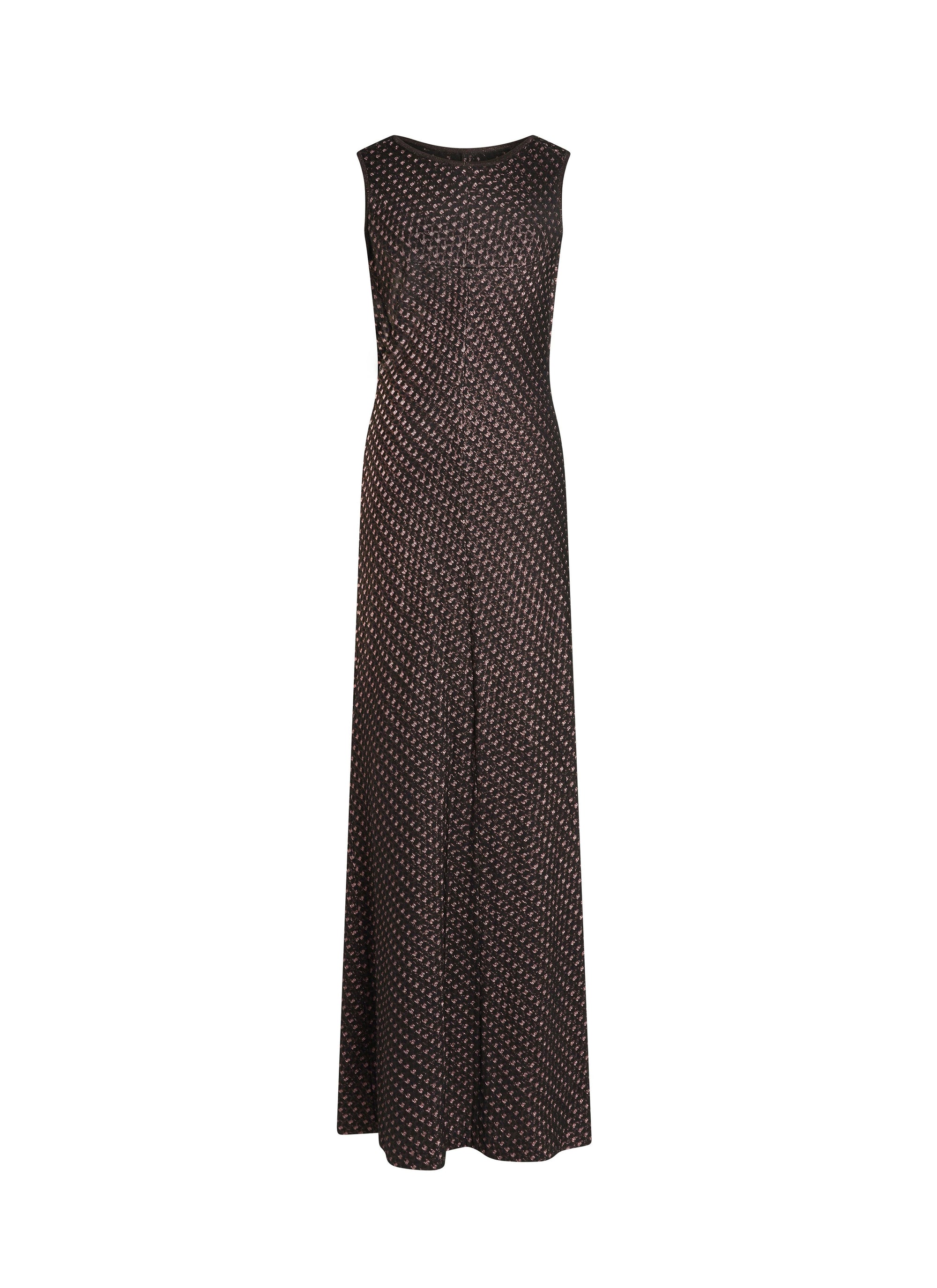 Robe longue cintrée à la taille en soie mélangée - Noir & Cuivre