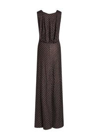 Robe longue cintrée à la taille en soie mélangée - Noir & Cuivre