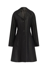 Mid-length coat Raphia buttoned - Black