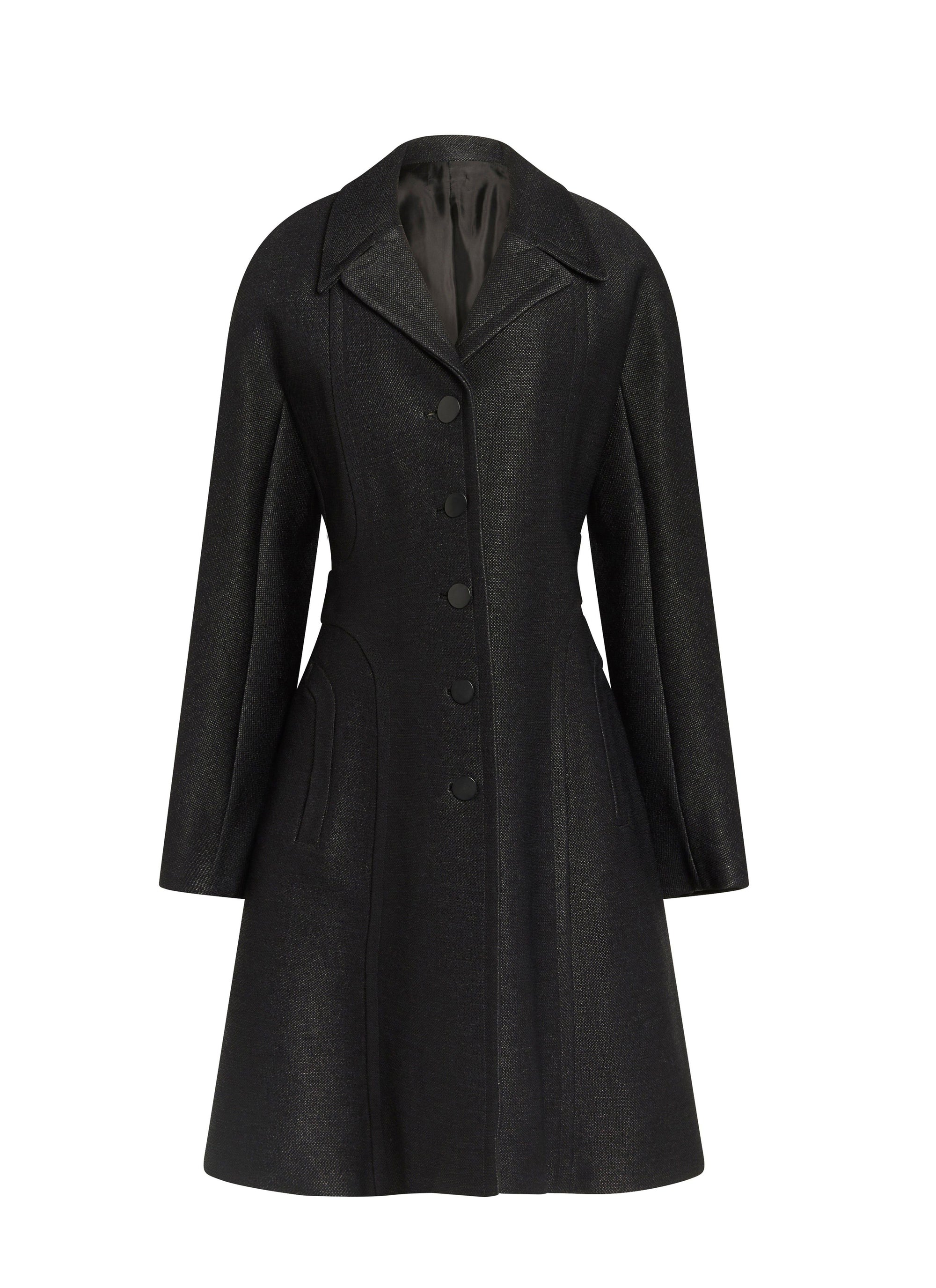 Mid-length coat Raphia buttoned - Black