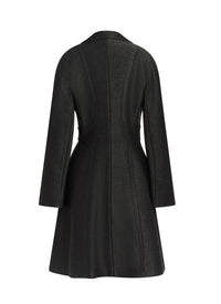 Mid-length coat Raphia buttoned - Black