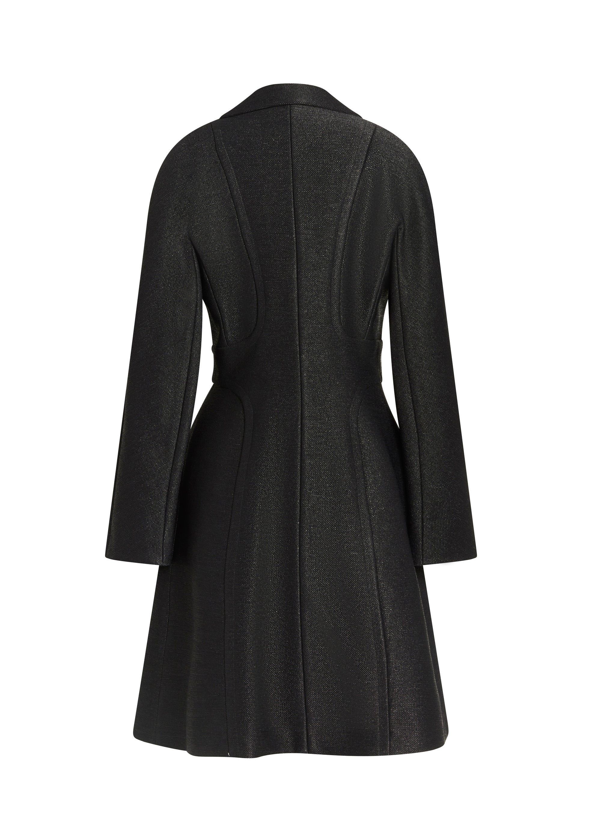 Mid-length coat Raphia buttoned - Black