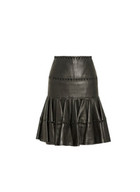 Openwork leather scuba skater skirt - Black