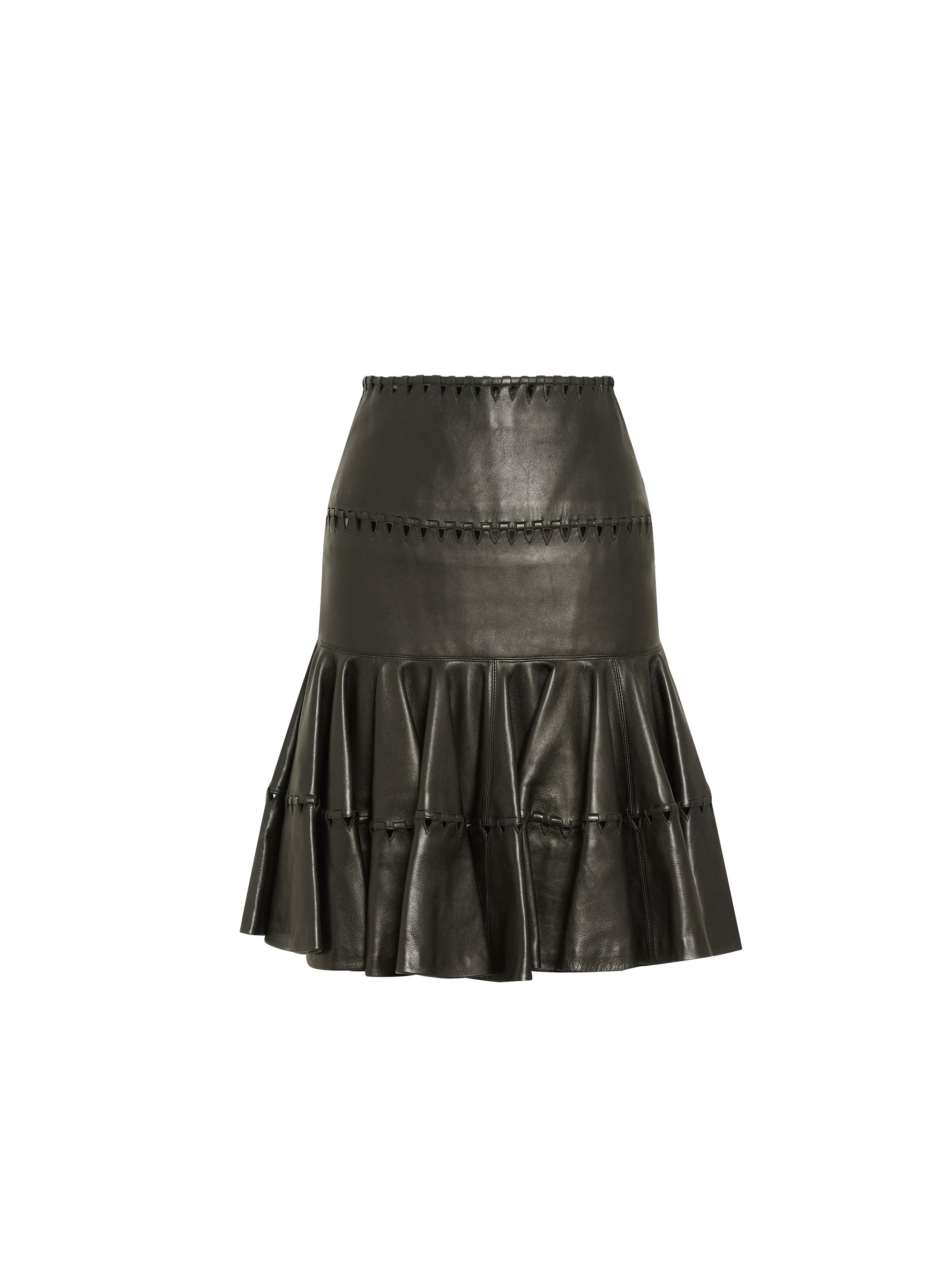 Openwork leather scuba skater skirt - Black