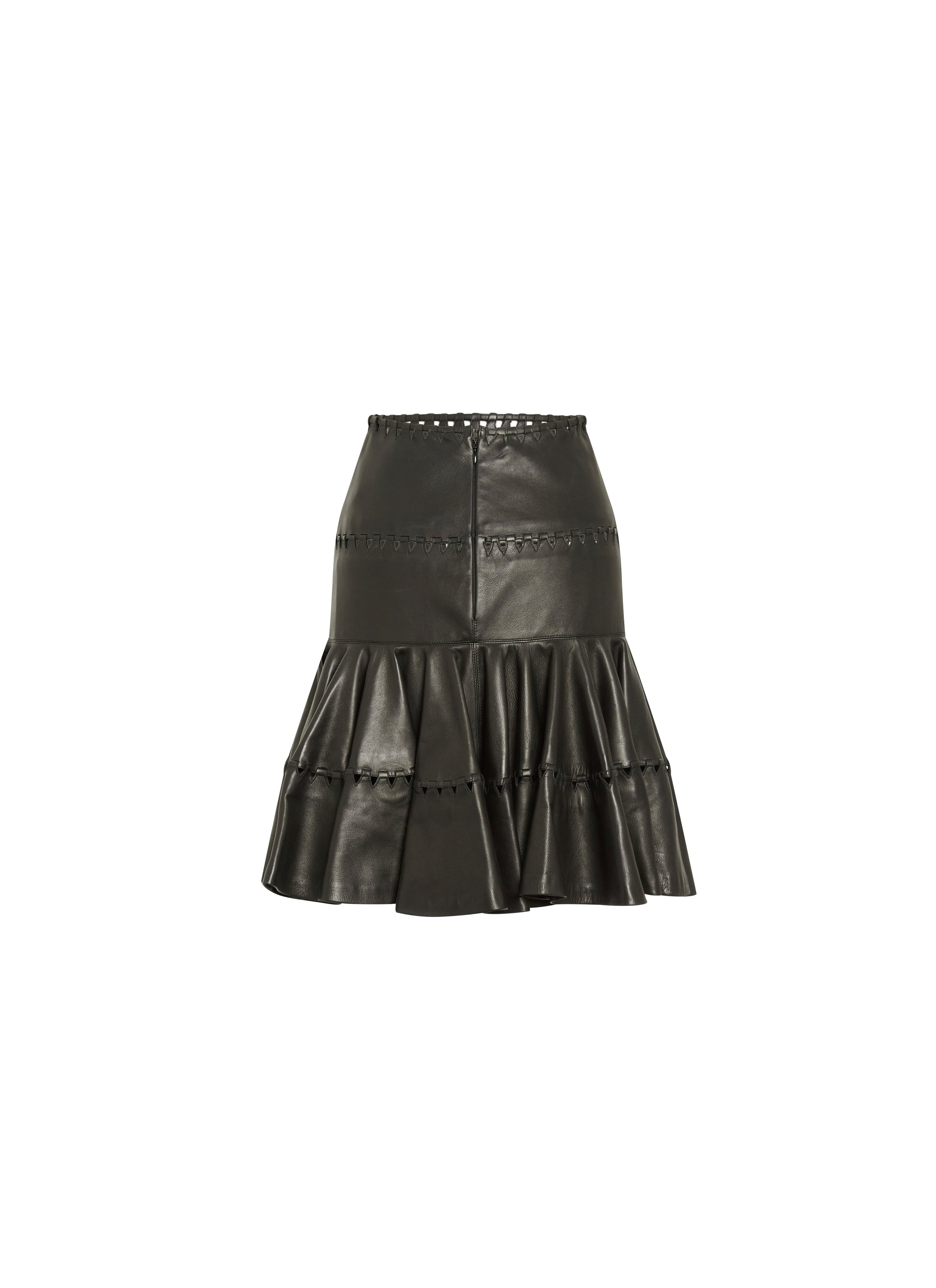 Openwork skater skirt in leather - Black intense