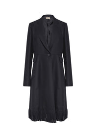 Structured coat with wool fringes - Black intense