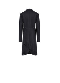 Structured coat with wool fringes - Black intense