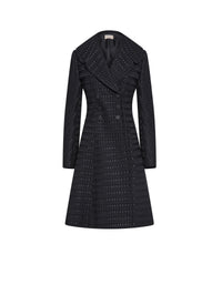 Manteau croisé à double boutonnage en laine - Noir