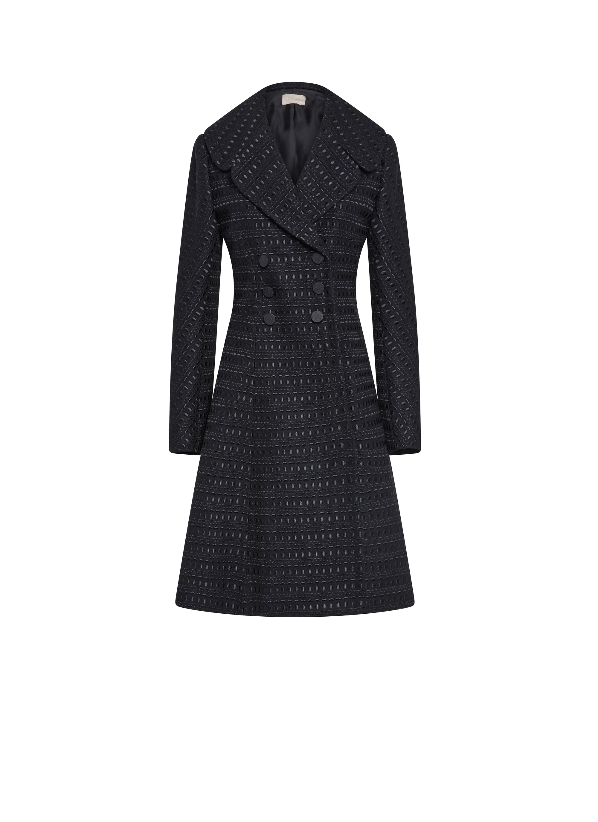 Manteau croisé à double boutonnage en laine - Noir