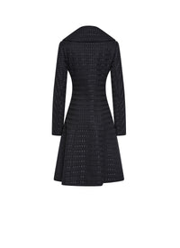 Manteau croisé à double boutonnage en laine - Noir