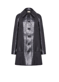 Buttoned coat with shirt collar in wool - Black & Black