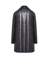 Buttoned coat with shirt collar in wool - Black & Black