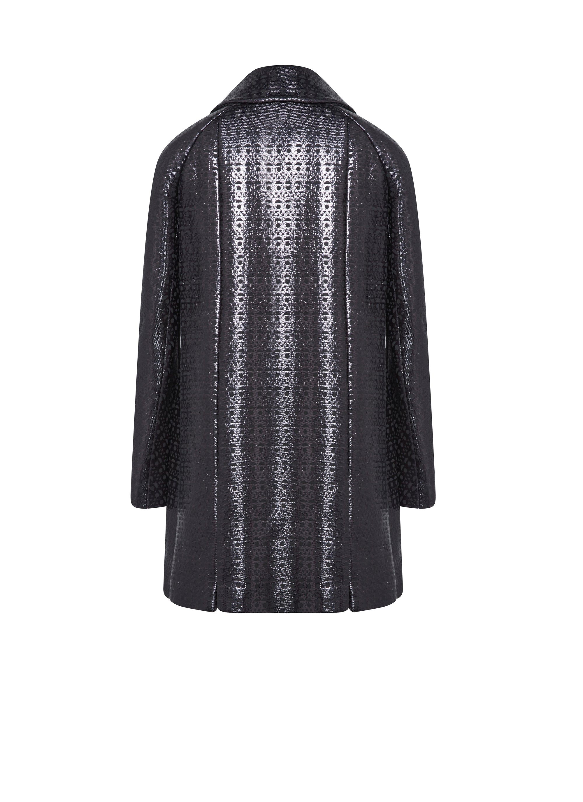 Buttoned coat with shirt collar in wool - Black & Black