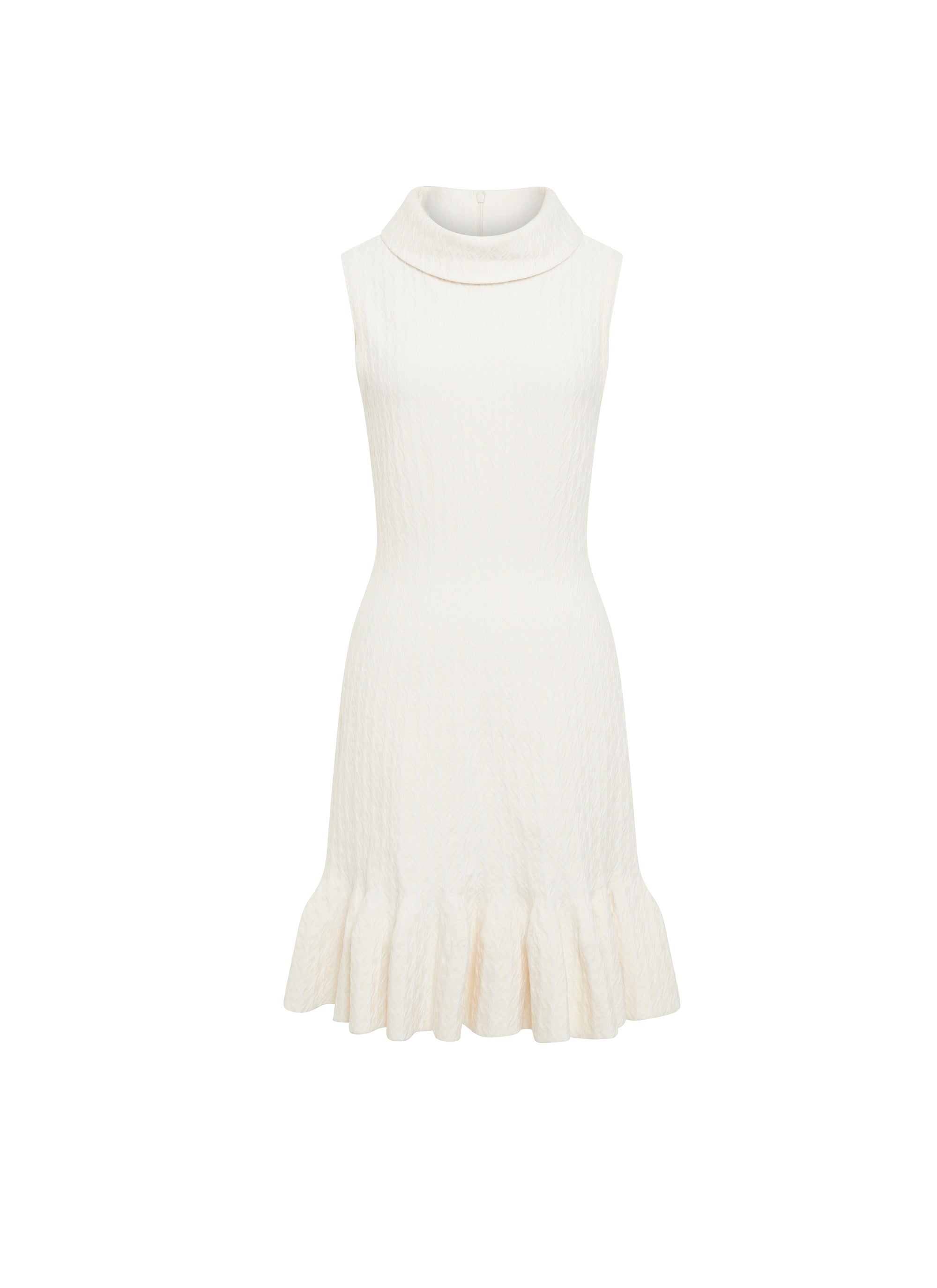 Sleeveless wool turtleneck dress - White