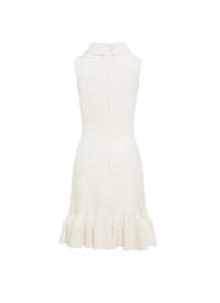 Sleeveless wool turtleneck dress - White