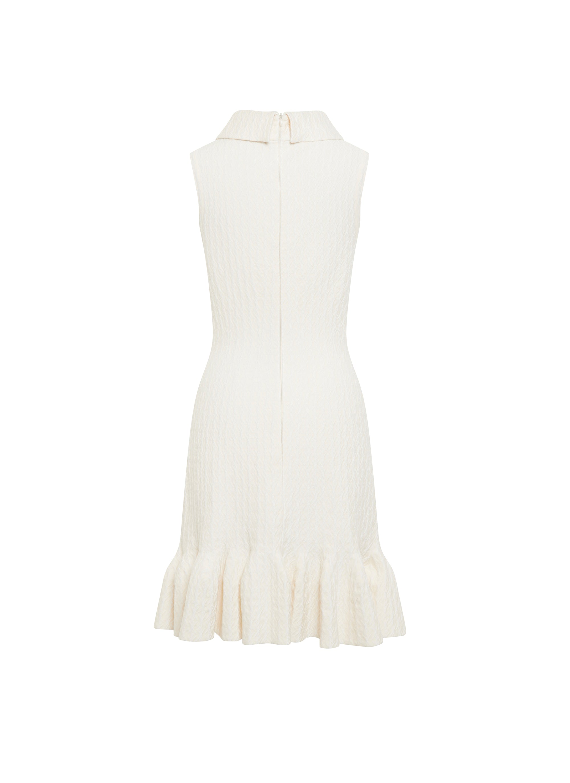 Sleeveless wool turtleneck dress - White