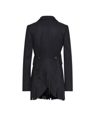 Structured fringed jacket in wool - Black intense
