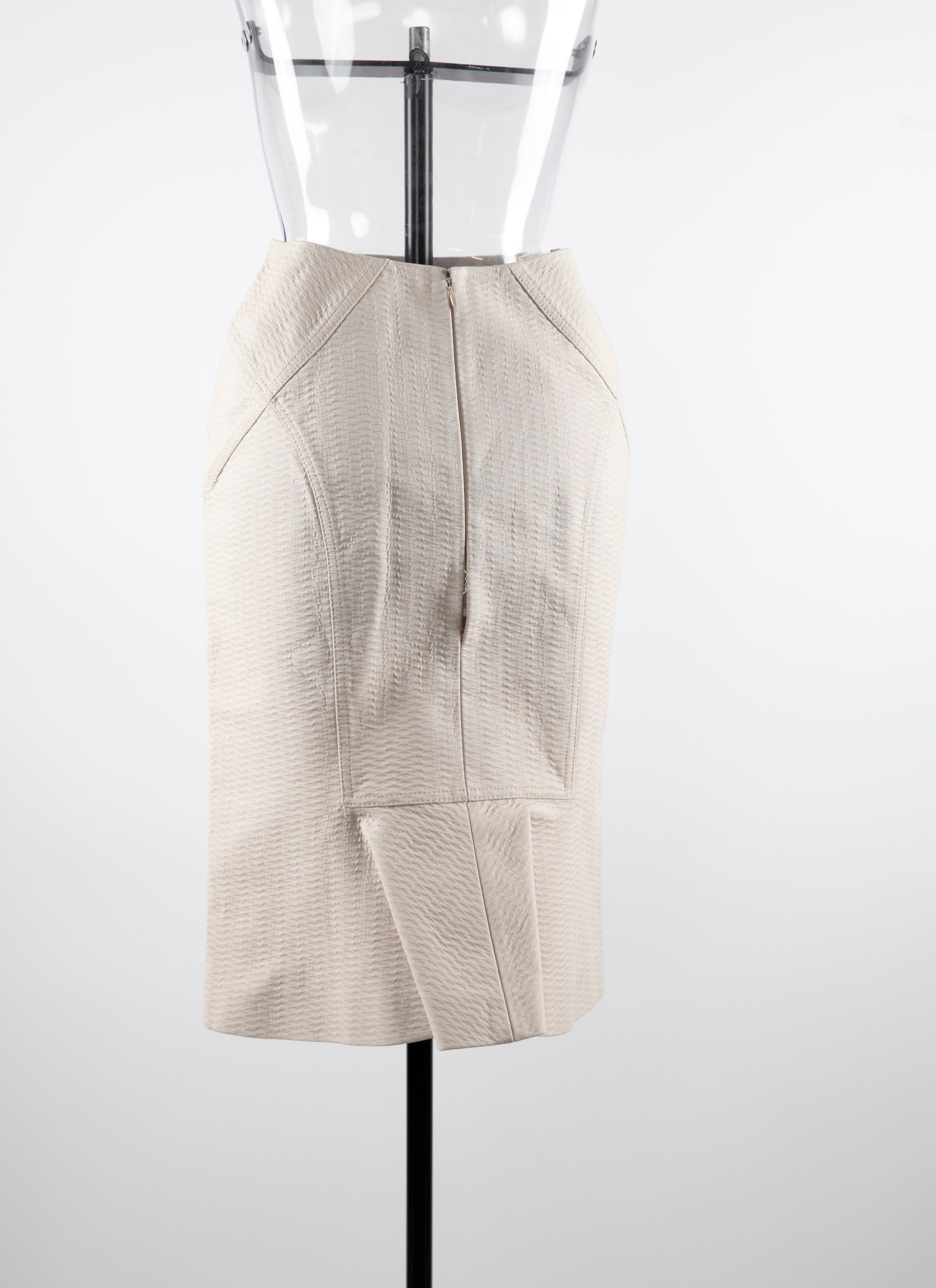 Honeycomb pencil skirt with seam detail - Pearl