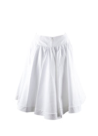 Plain short flared skirt with details - White