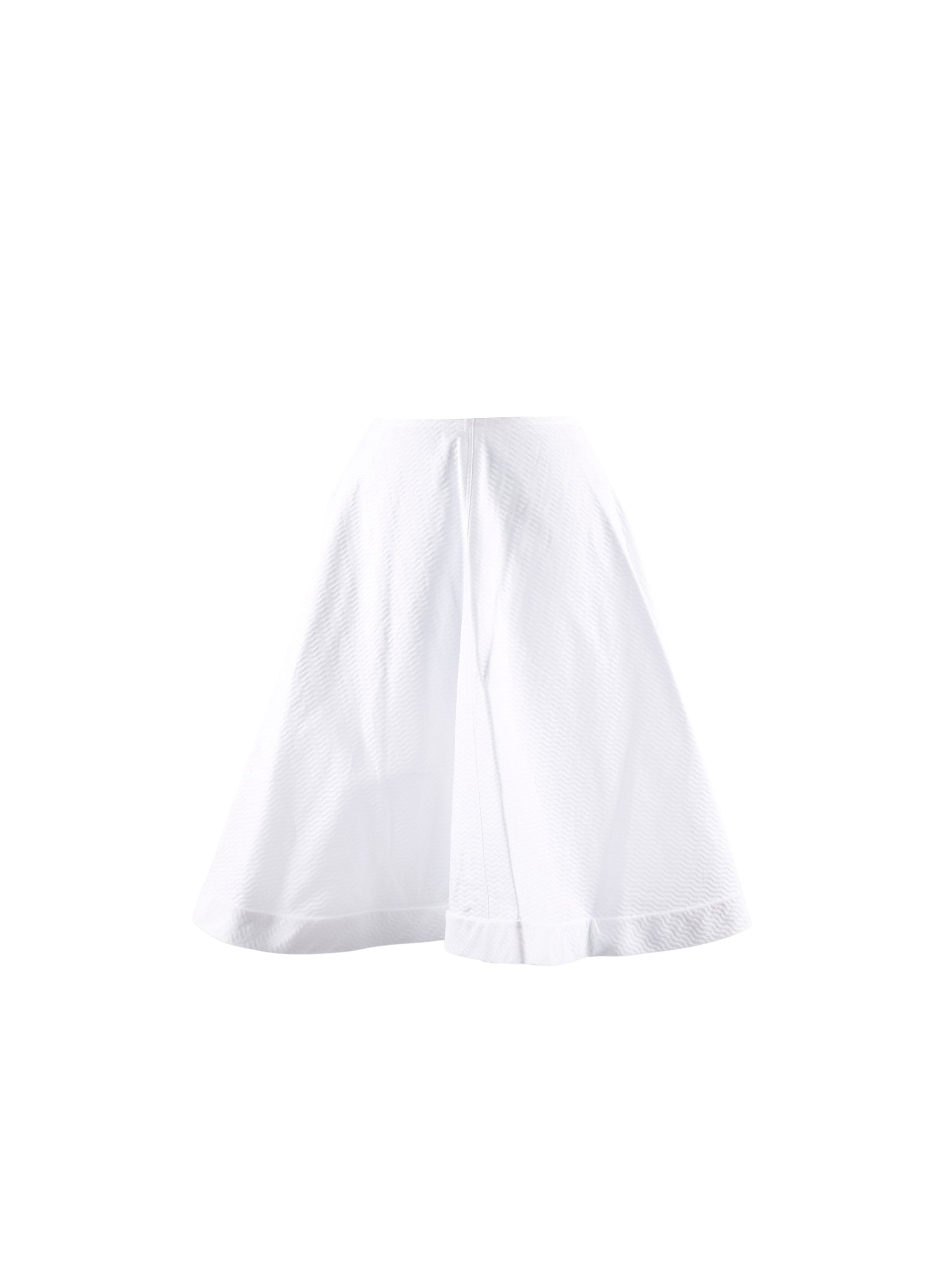 Plain short flared skirt with details - White