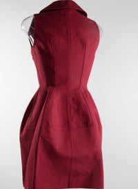 Sleeveless zipped short dress with collar - Raspberry