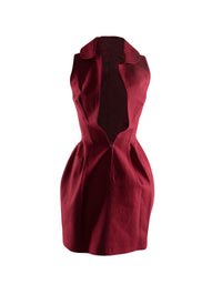 Sleeveless zipped short dress with collar - Raspberry