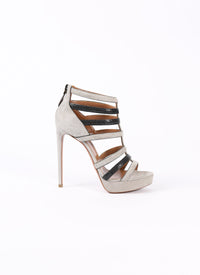 Sandales Galuchat en cuir - Gris Clair & Noir