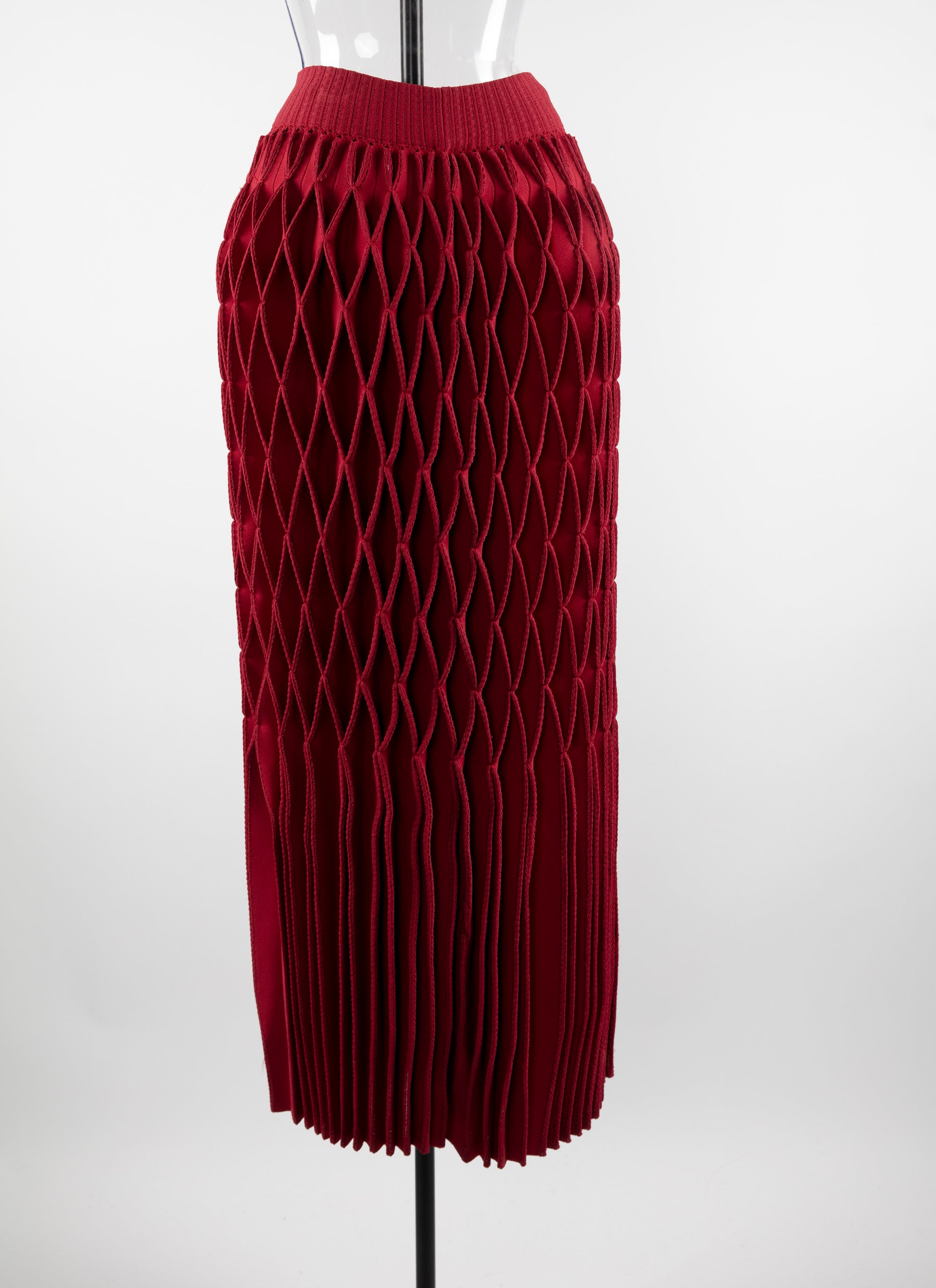 Jupe longue en maille taille élastique - Laque