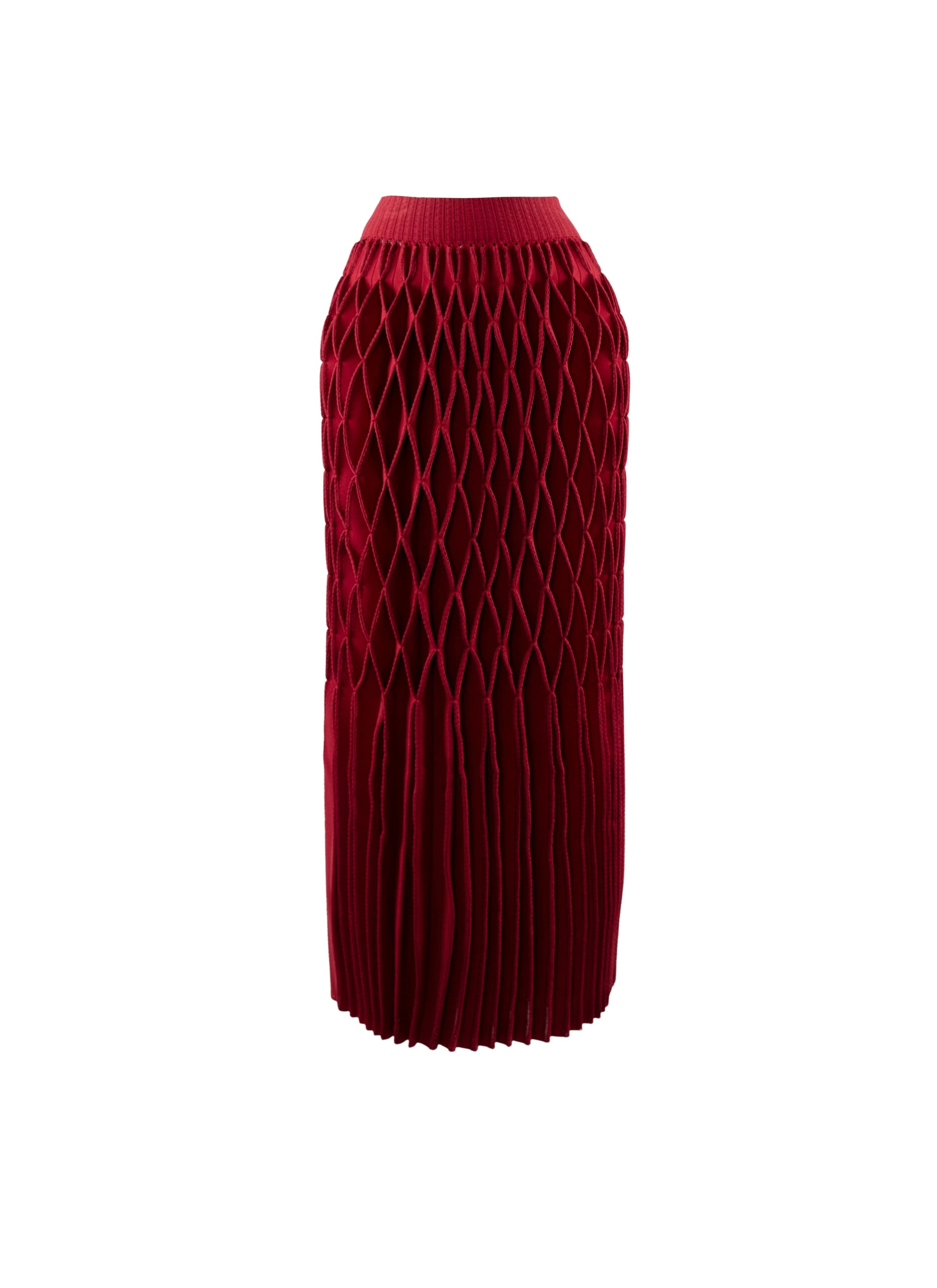 Jupe longue en maille taille élastique - Laque