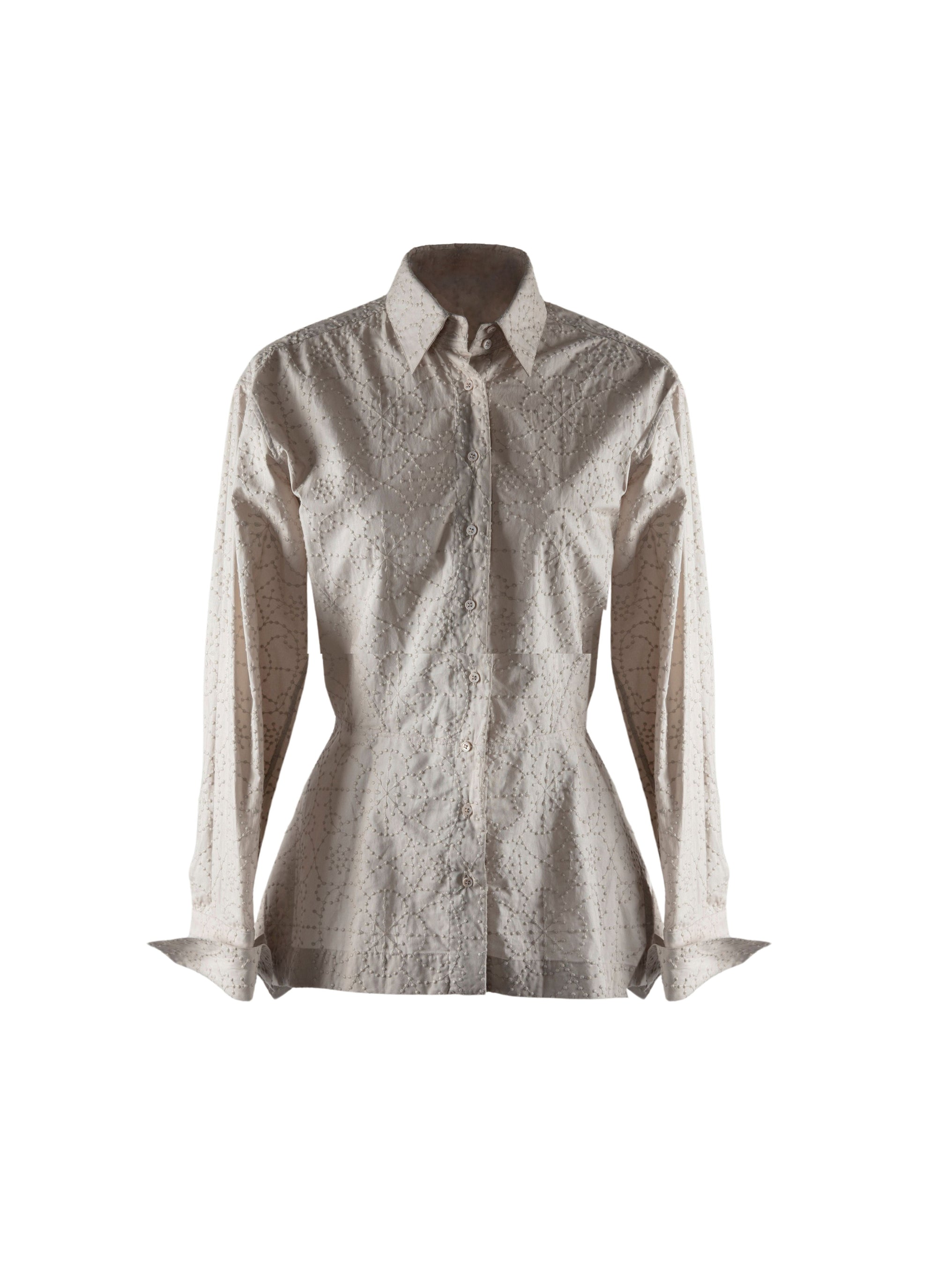 Long-sleeved basque shirt - Pearl