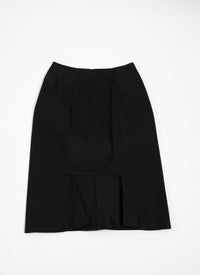 Honeycomb pencil skirt with seam detail - Black intense