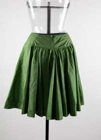 Plain skater skirt with details - Green