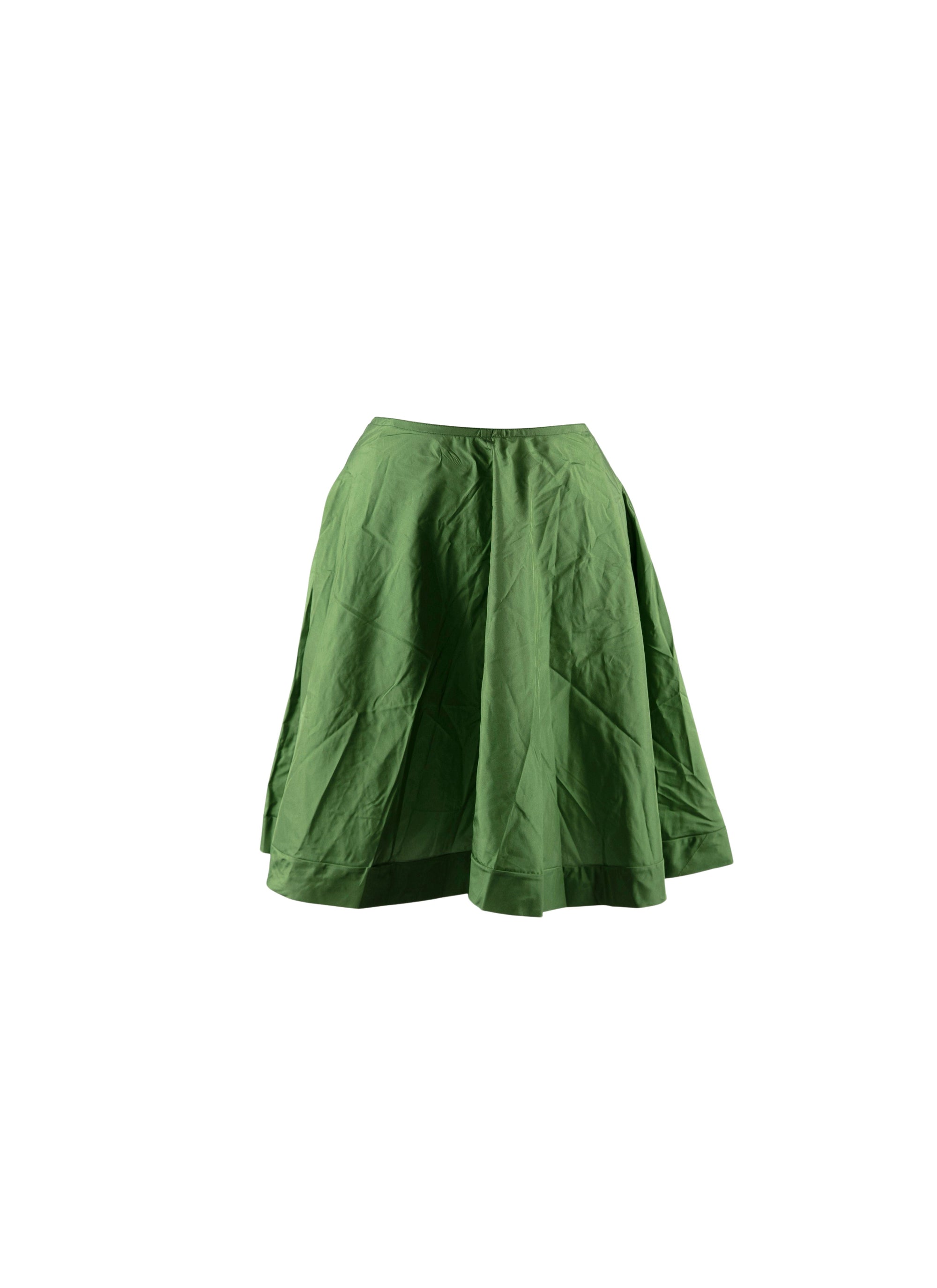 Plain skater skirt with details - Green