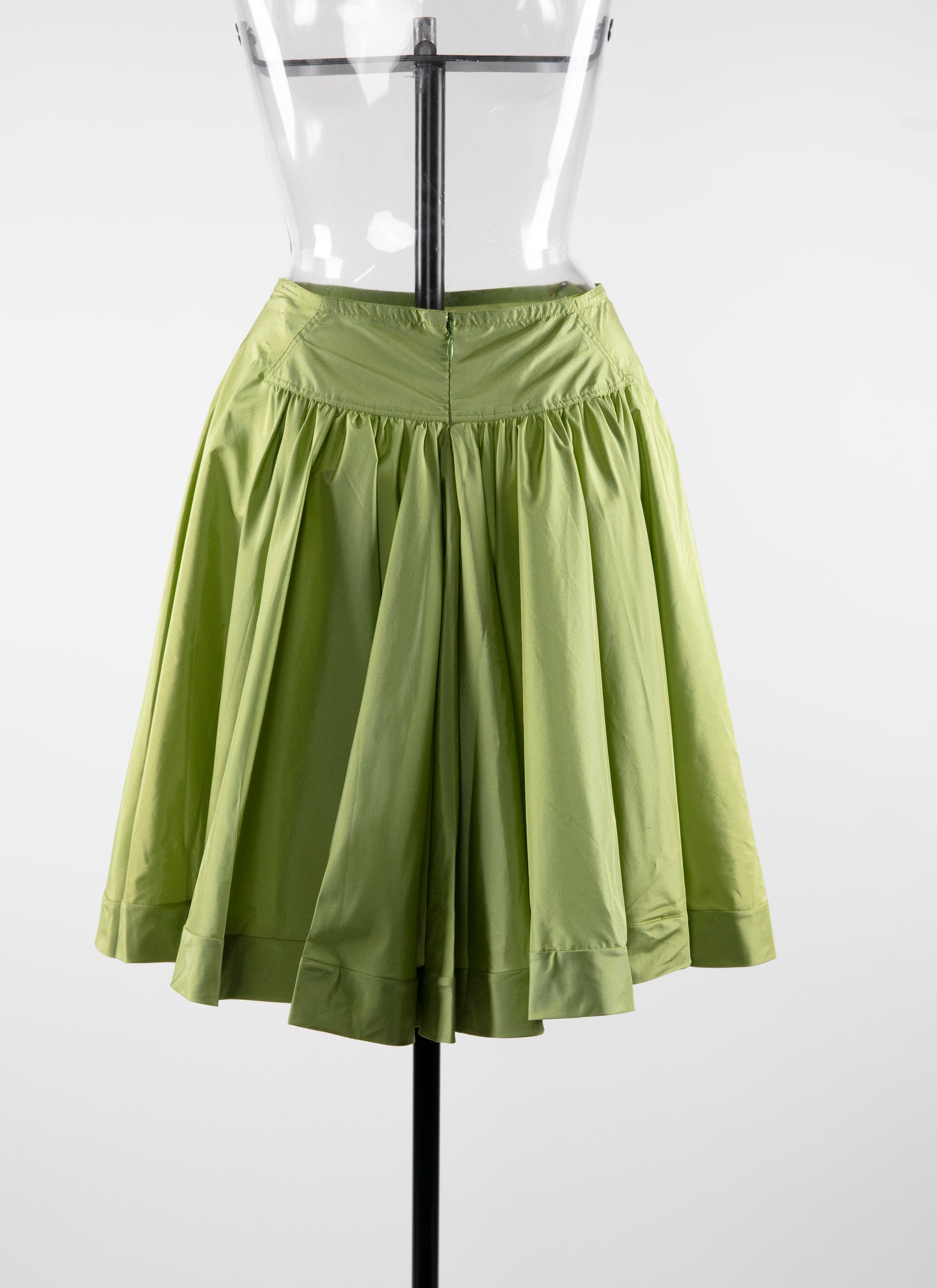 Plain skater skirt with details - Green